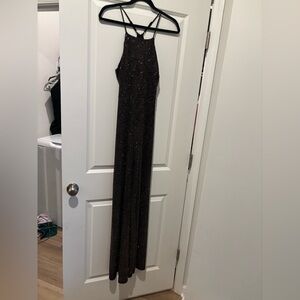 Sparkly jumpsuit with keyhole open back